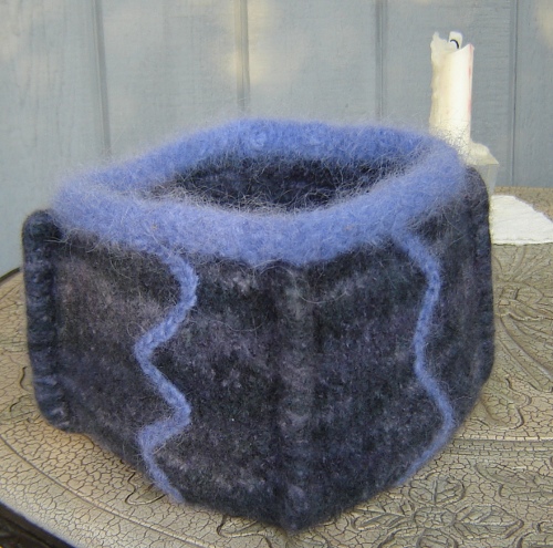 an open box made of felted wool