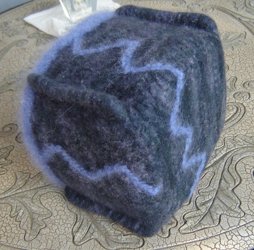 a wool felt box on its side